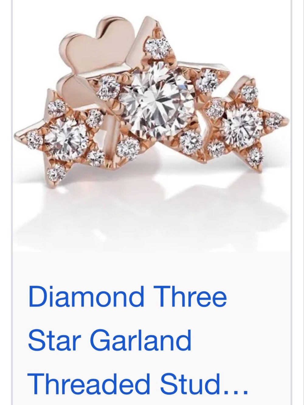 ISO: Maria Tash Diamond Three Star Garland Threaded Stud Earring